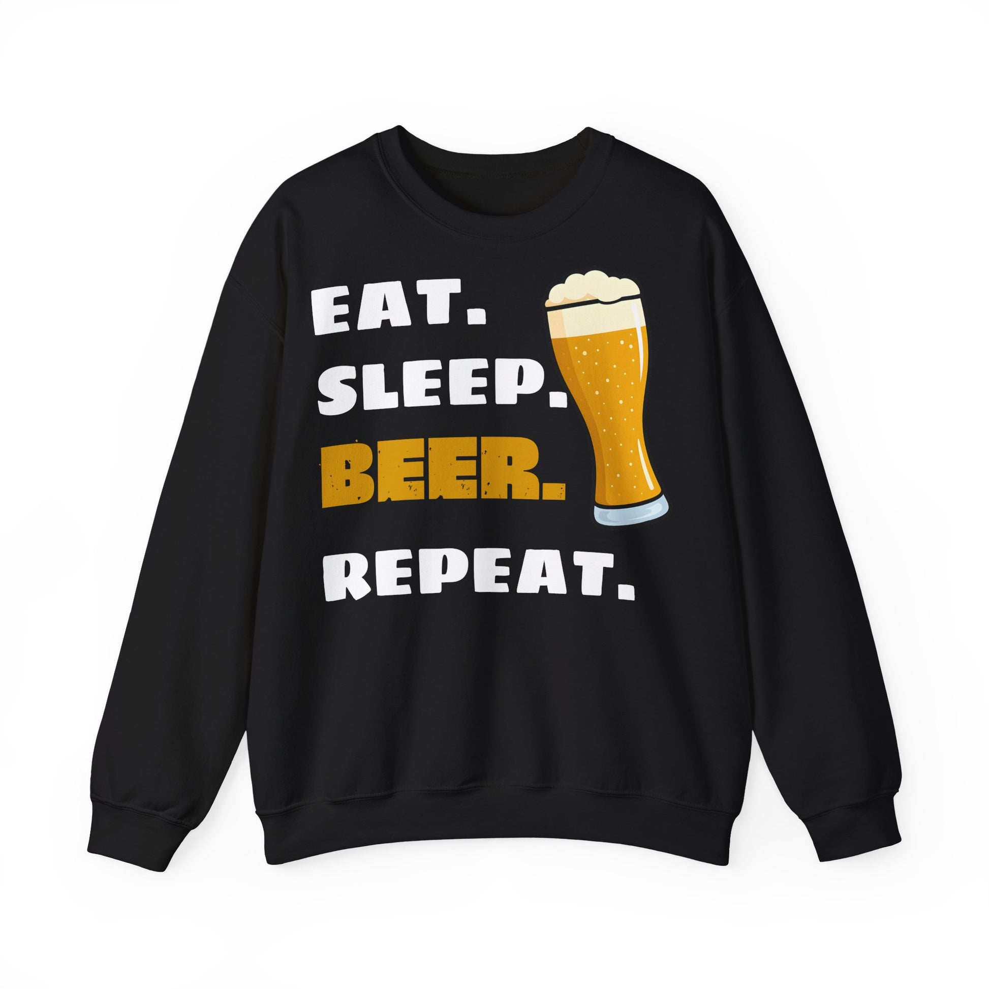 Sweatshirt mit Spruch „Eat. Sleep. Beer. Repeat.“