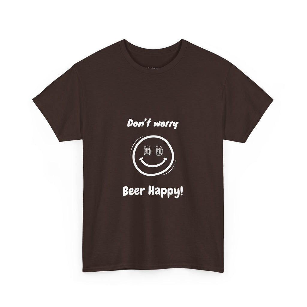 Lustiges Bier-T-Shirt mit Aufdruck „Beer happy“