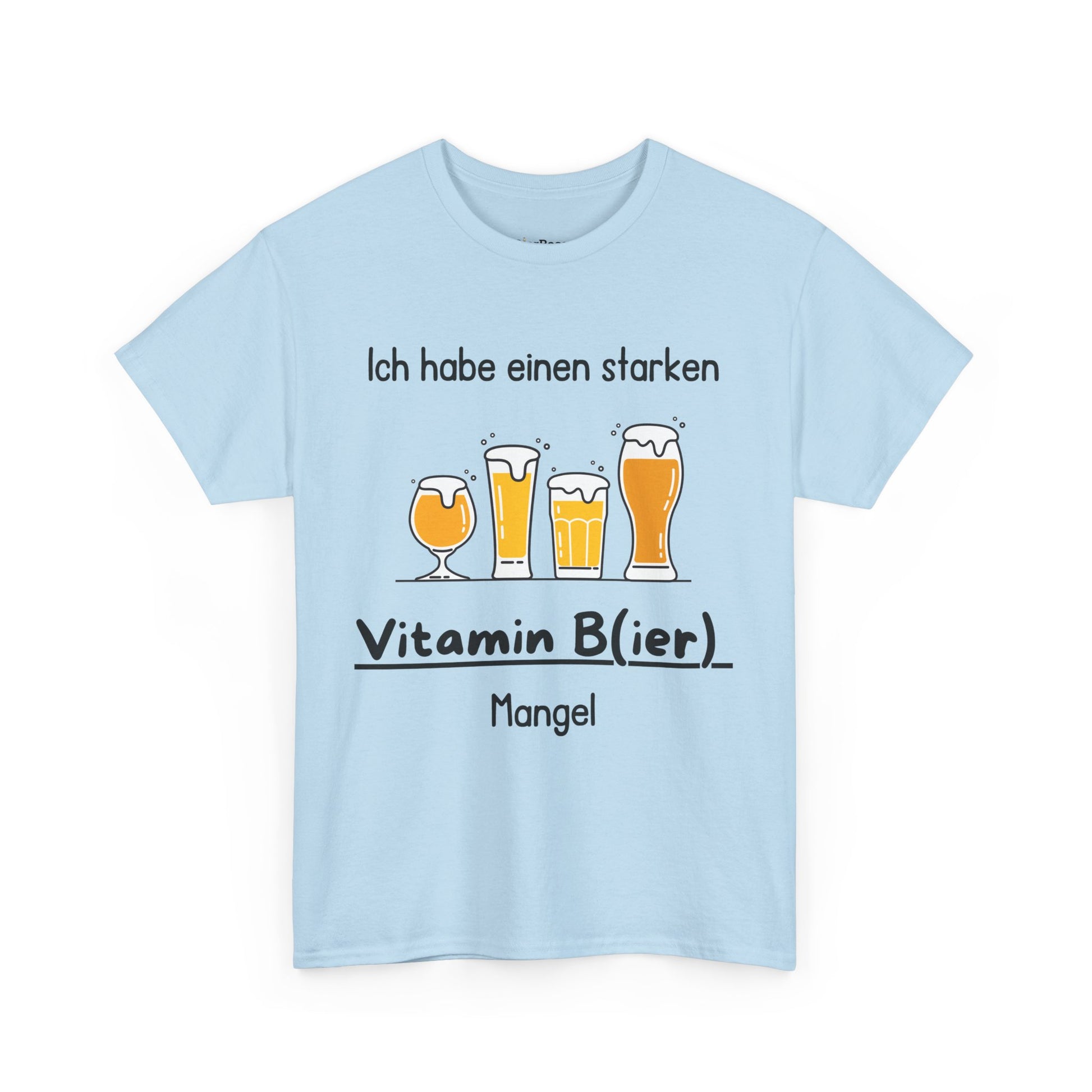 Lustiges Bier-T-Shirt mit Spruch „Vitamin B(ier) Mangel“