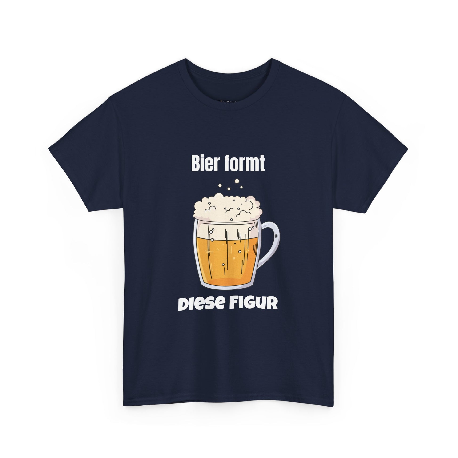 Lustiges T-Shirt mit Aufdruck „Bier formt diese Figur“ – humorvolles Biermotiv