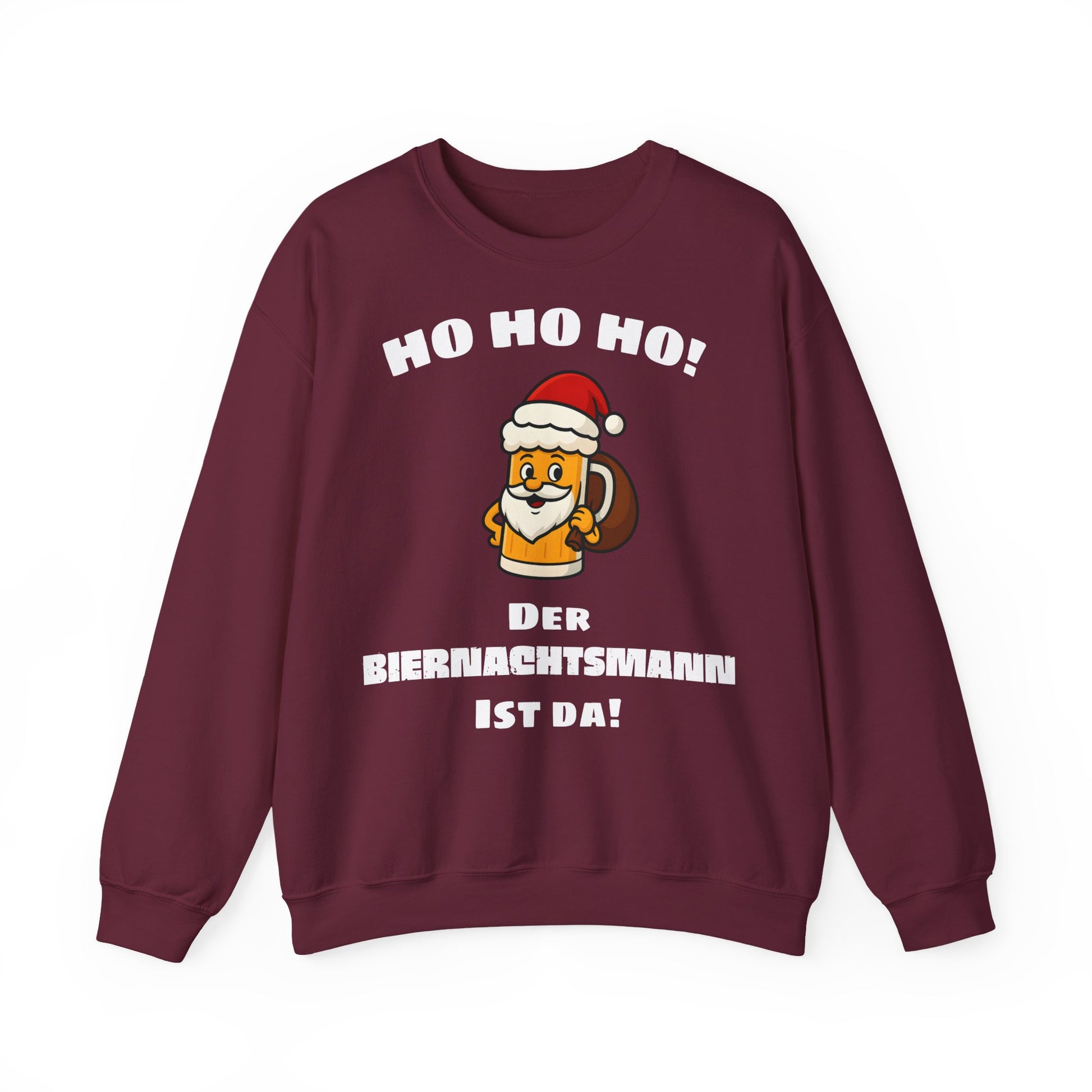 Lustiges Weihnachts-Sweatshirt mit Spruch „Ho Ho Ho! Der Biernachtsmann ist da!“