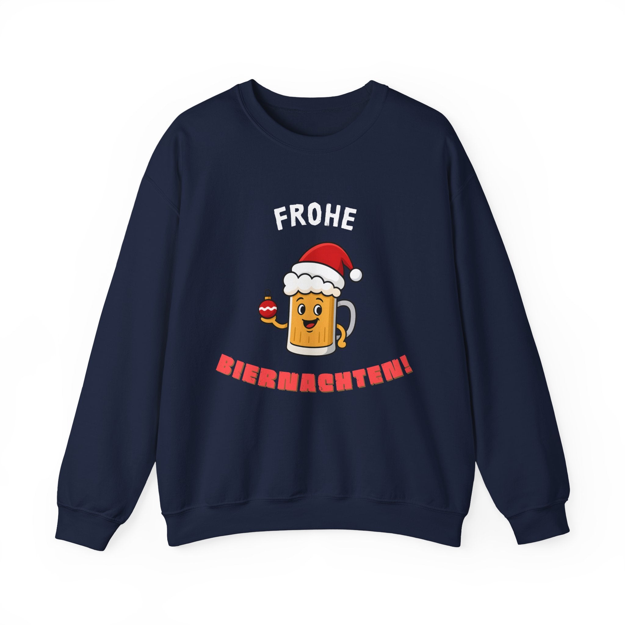 Lustiges Weihnachts-Sweatshirt mit Spruch „Frohe Biernachten“