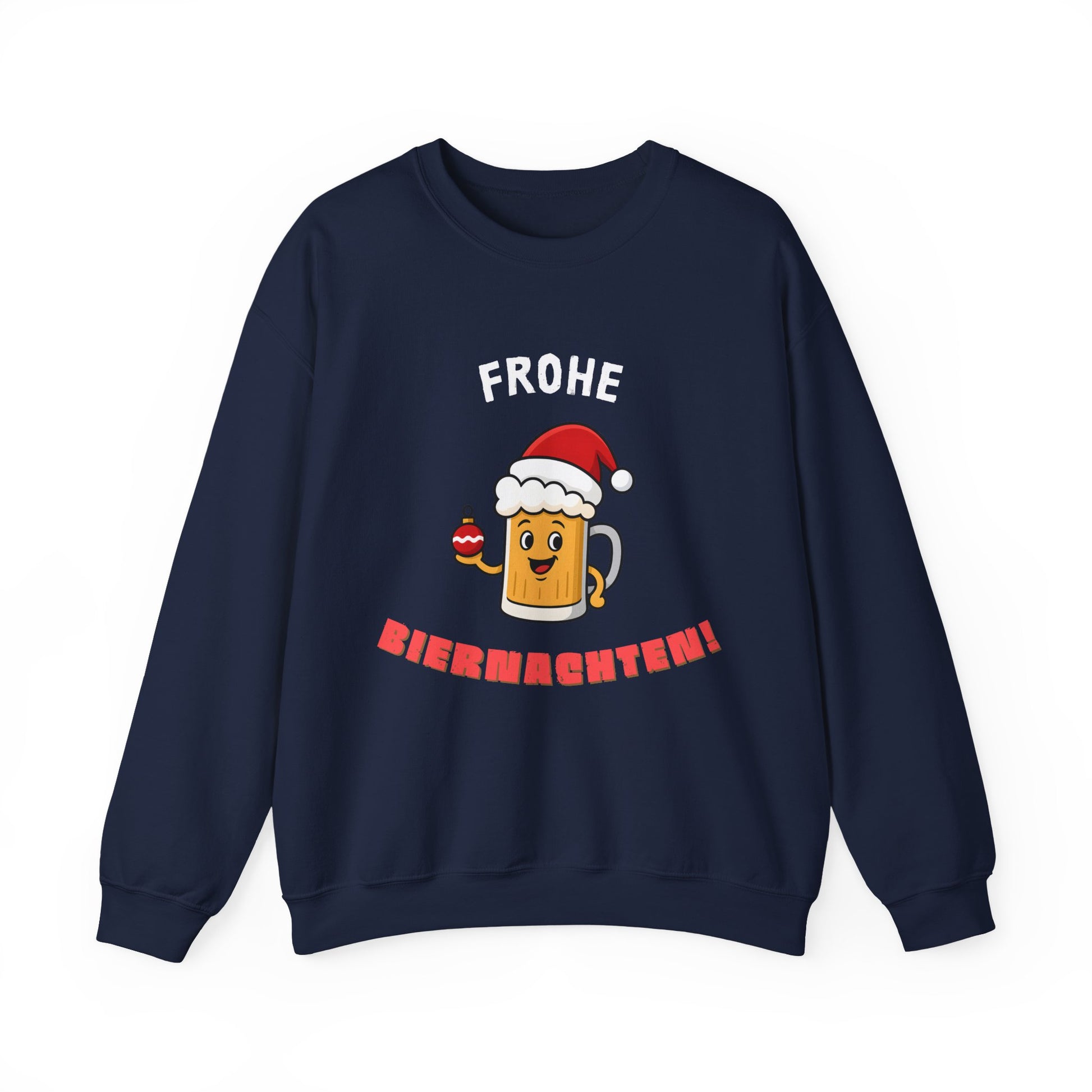 Lustiges Weihnachts-Sweatshirt mit Spruch „Frohe Biernachten“